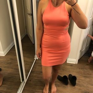 Coral side cut out dress